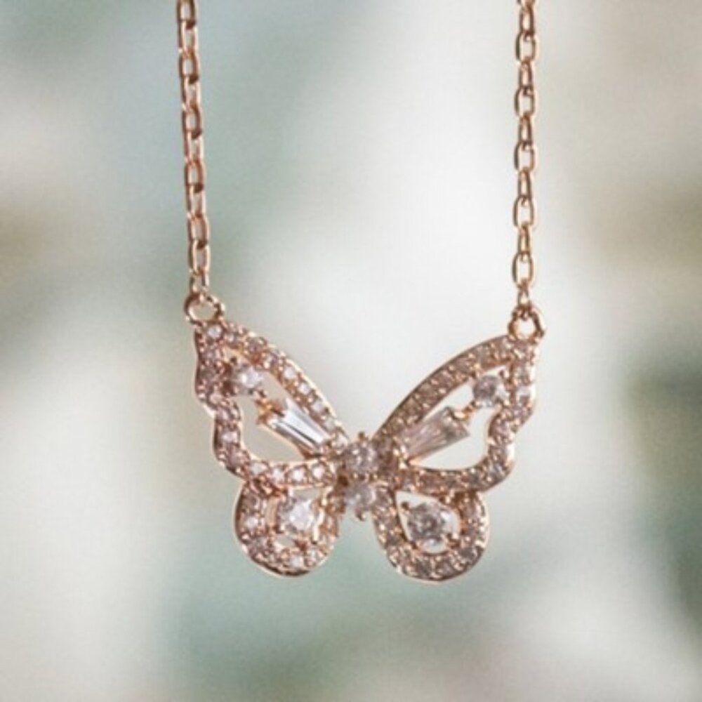 Butterfly Necklace Rose Gold - Brand New
